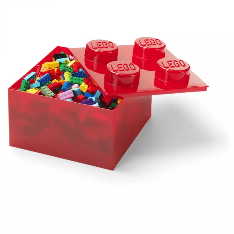 LEGO plyta 4 raudona permatoma – 4x2 smeigtukų permatoma raudona statybinė plyta