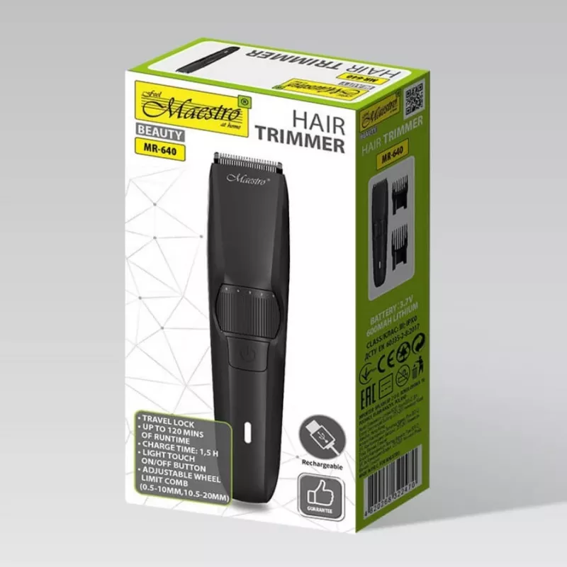 Plaukų kirpimo mašinėlė Maestro MR-640 USB įkraunama kompaktiško dizaino