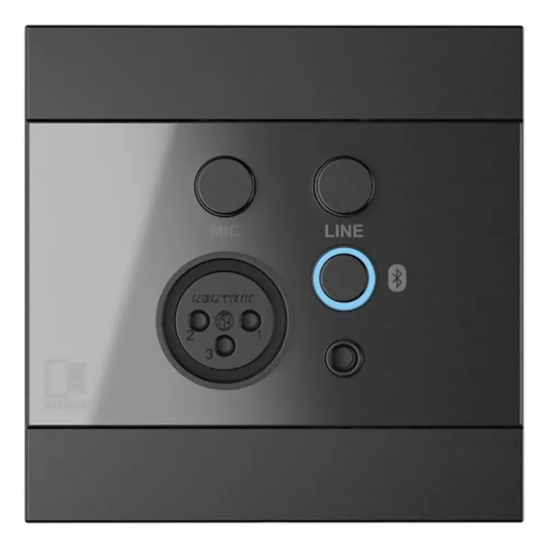 AUDAC WP225/B sieninis pultas, XLR mikrofono + 3,5 mm lizdas, Bluetooth, juoda