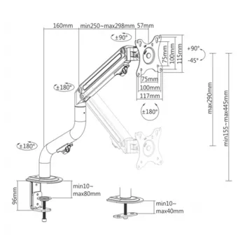 Gembird MA-DA1-02 Reguliuojamas stalinis monitoriaus laikiklis (pakreipiamas), 17”-32”, iki 8 kg