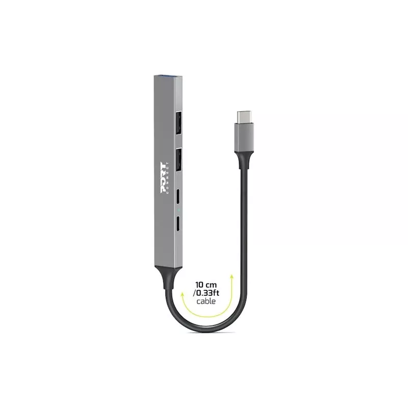 USB šakotuvas Port Designs 900163 Type-C 5000 Mbit/s Sidabrinis