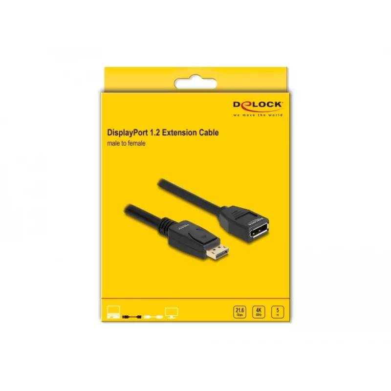 DeLOCK DisplayPort 1.2 prailginimo kabelis 4K 60 Hz 5 m