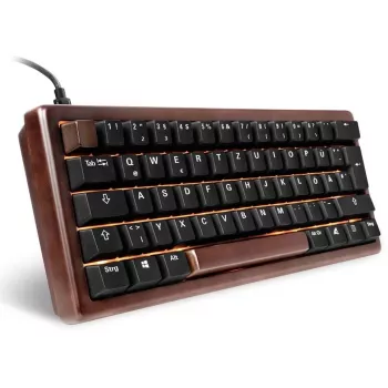 Sharkoon 100068100 klaviatūra, skirta biurui, USB, QWERTZ vokiška, medžio spalva, 61 klavišas, RGB LED
