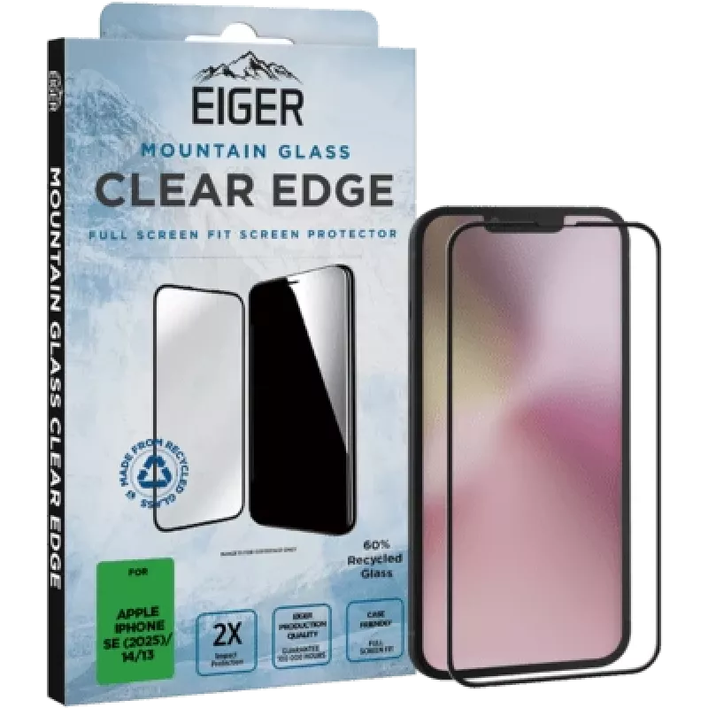 Ekrano apsauginė plėvelė Eiger SP Mountain Glass ClearEdge, skirta iPhone SE 2025 / iPhone 14 / iPhone 13 EGSP01025