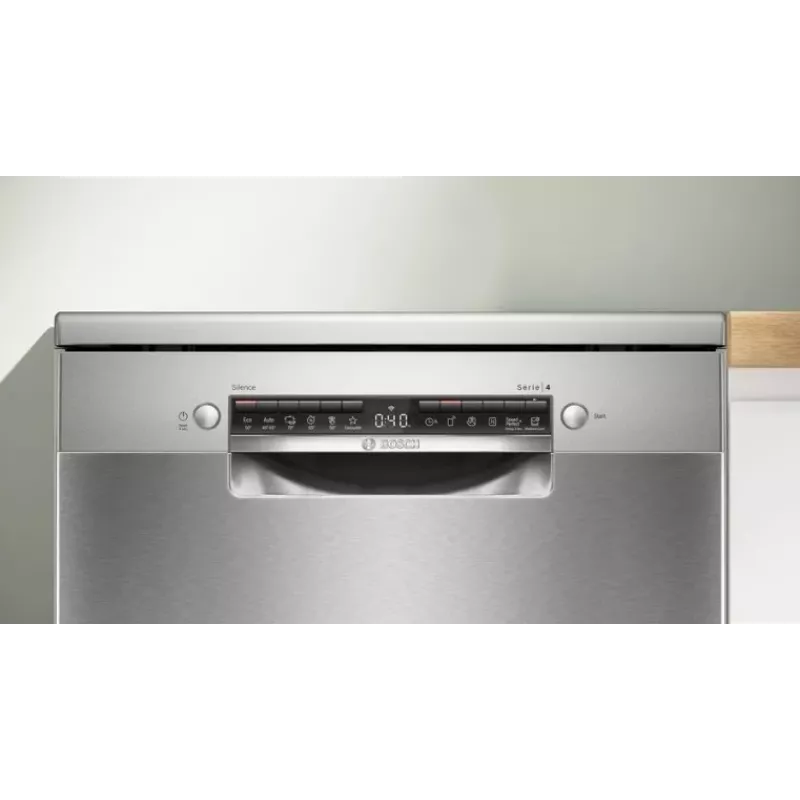 Laisvai pastatoma indaplovė Bosch SMS4EVI04E — 13 komplektų, 44–46 dB, energijos klasė D, 60×60×84,5 cm