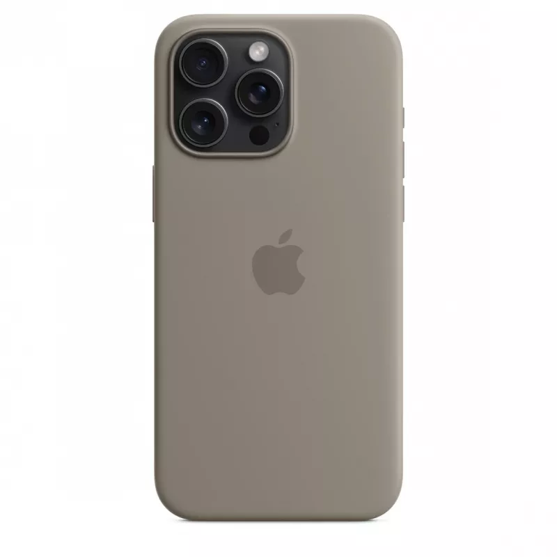 Silikoninis dėklas su „MagSafe“, skirtas „iPhone 15 Pro Max“ – molio spalvos