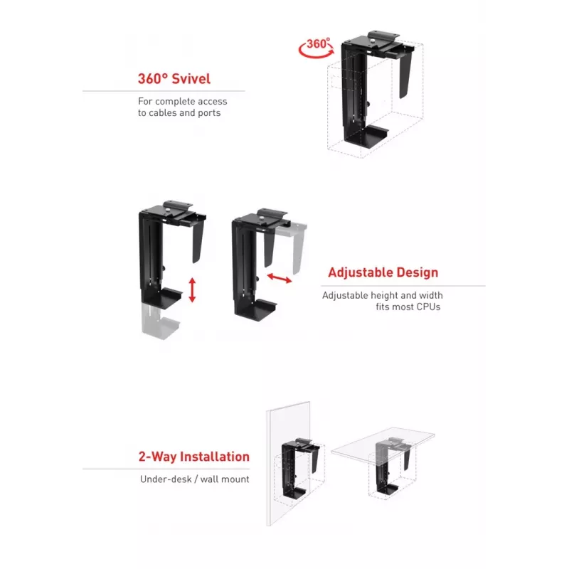 The MC-713 vnt. Holder Computer Under Desk Table Bracket Support Storage
