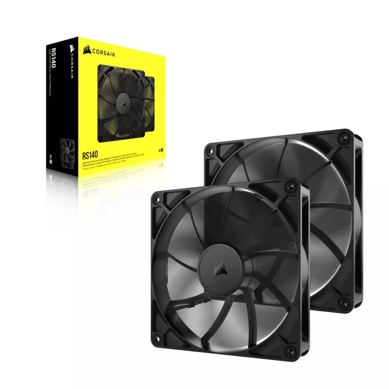 Corsair RS140 140 mm korpuso ventiliatorius, 2 vnt. pakuotė, juodas
