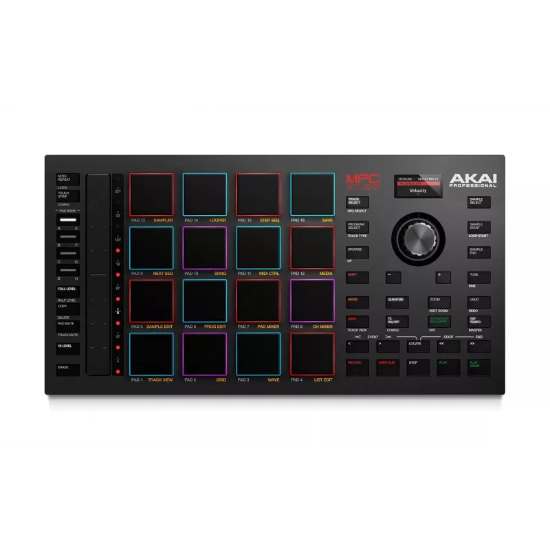 MIDI studijos valdiklis AKAI MPC Studio MK2 su 16 padėklų, LCD, RGB foniniu apšvietimu, USB-MIDI, 305 mm pločio