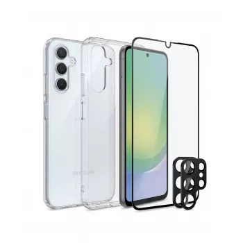 Grūdinto stiklo ekrano apsaugos rinkinys PanzerGlass SAFE. 3-in-1 skirtas Samsung Galaxy A56 5G (SA68342)