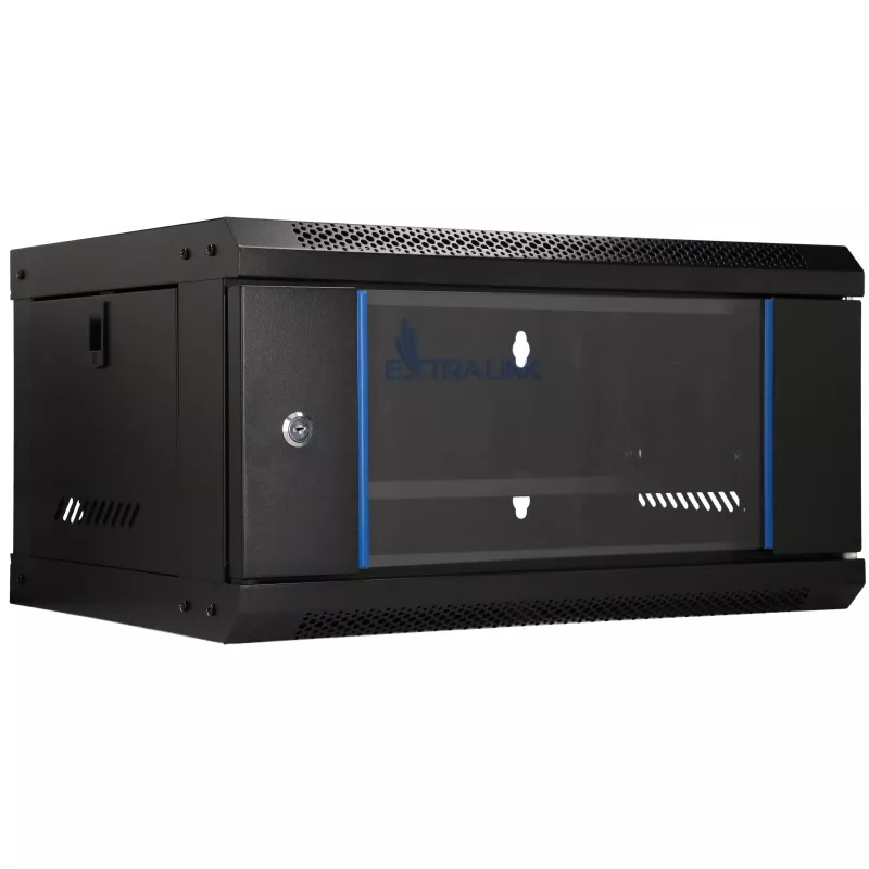 EXTRALINK LITE 4U 530X400 SIENINĖ RACK SPAUČIŲ JUODA SU LENTYNA