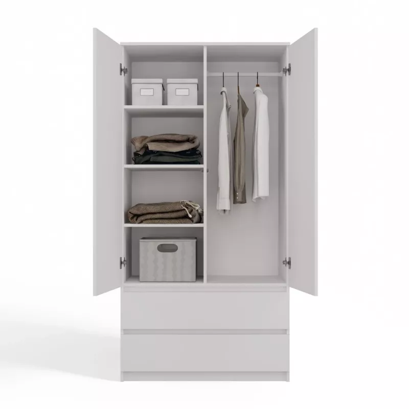 Wardrobe Top E Shop SZAFA MALWA B 5 lentynos 2 varstomos durys balta 900×500×1800 mm