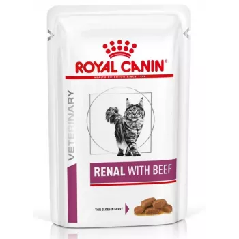 ROYAL CANIN Vet Renal Feline su jautiena šlapias kačių ėdalas Gabalėliai padaže Vištiena, Kiauliena, Jautiena 12x85 g