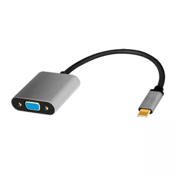 USB Type-C į VGA (D-Sub) vaizdo adapterio kabelis LOGILINK CUA0104 0,15 m, pilka / juoda