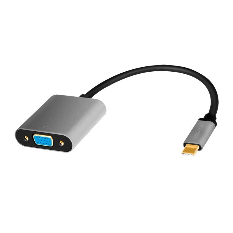 USB Type-C į VGA (D-Sub) vaizdo adapterio kabelis LOGILINK CUA0104 0,15 m, pilka / juoda