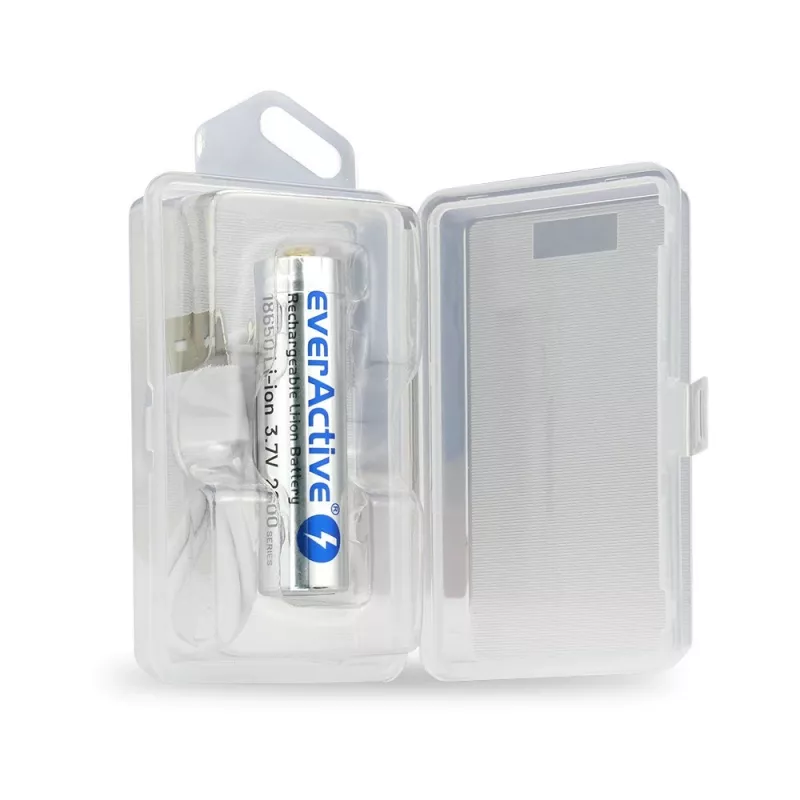 baterija everActive 18650 3.7V Li-ion 2600mAh micro USB with protection BOX