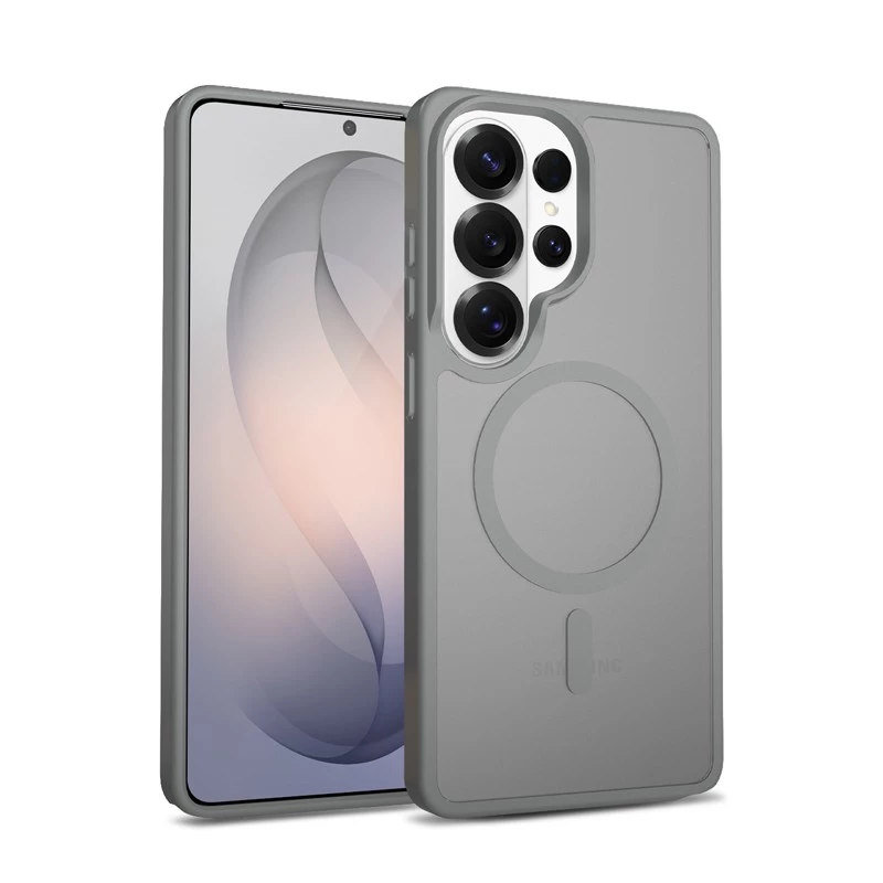 Crong hibridinis matinis magnetinis dėklas Samsung Galaxy S26 Ultra — TPU / PC, pilkas