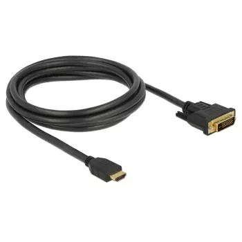 DeLOCK - Vaizdo kabelis - HDMI / DVI - DVI-D (M) į HDMI (M) - 2,0 m - Triguba izoliacija - Juoda - Varžteliai (85654)