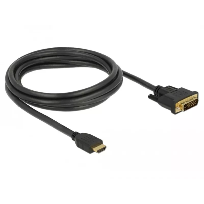 DeLOCK - Vaizdo kabelis - HDMI / DVI - DVI-D (M) į HDMI (M) - 2,0 m - Triguba izoliacija - Juoda - Varžteliai (85654)