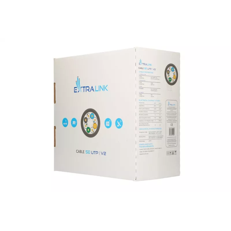 Extralink suktos poros CAT5E UTP (U/UTP) V2 vidaus kabelis 305M