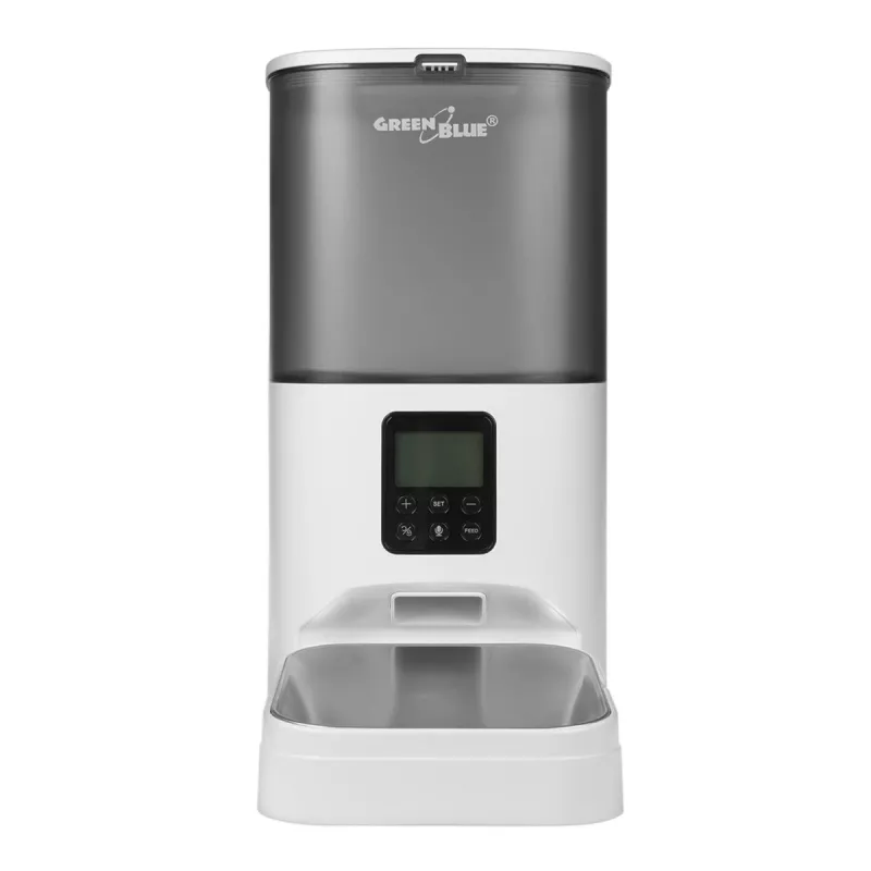 GreenBlue GB393 automatinis augintinių lesyklos dozatorius, 6 l, USB 5V/1A, baltas