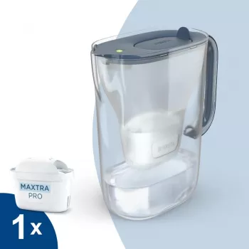 Vandens filtro ąsotis BRITA Style Essential 2,4 L grafito spalvos — ąsotis su MAXTRA kasete, Smart Light, 1,4 L filtruoto vandens talpa