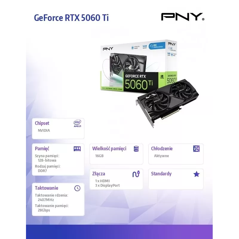 Grafikos plokštė PNY GeForce RTX 5060 Ti 16 GB GDDR7
