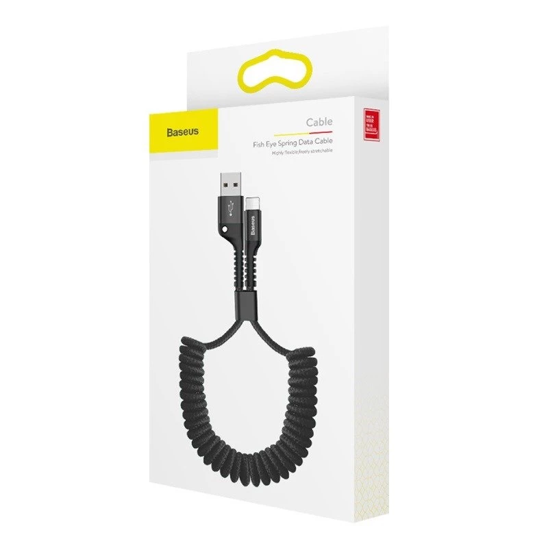 Baseus spyruoklinis laidas Lightning 1m 2A (juodas)