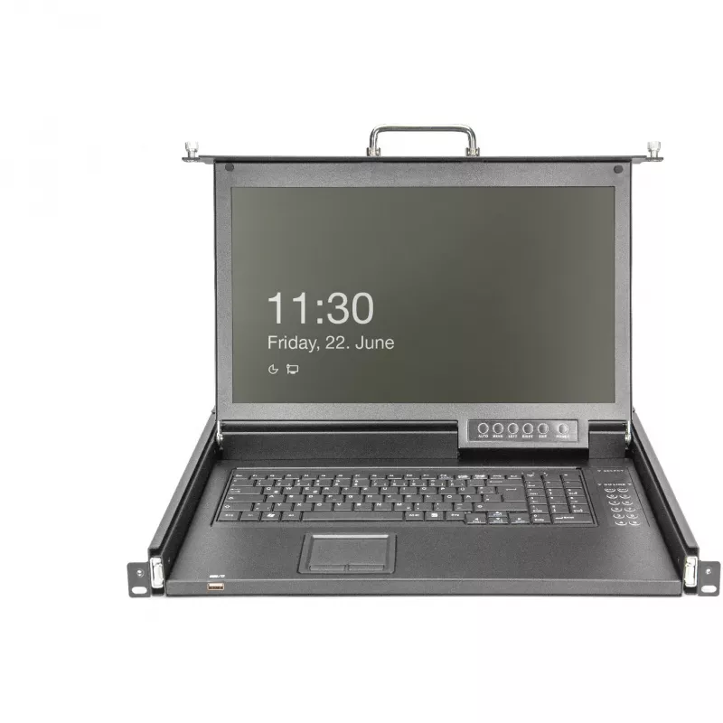 Digitus 17 col. HD LCD KVM konsolė 16 prievadų HDMI vokiška klaviatūra