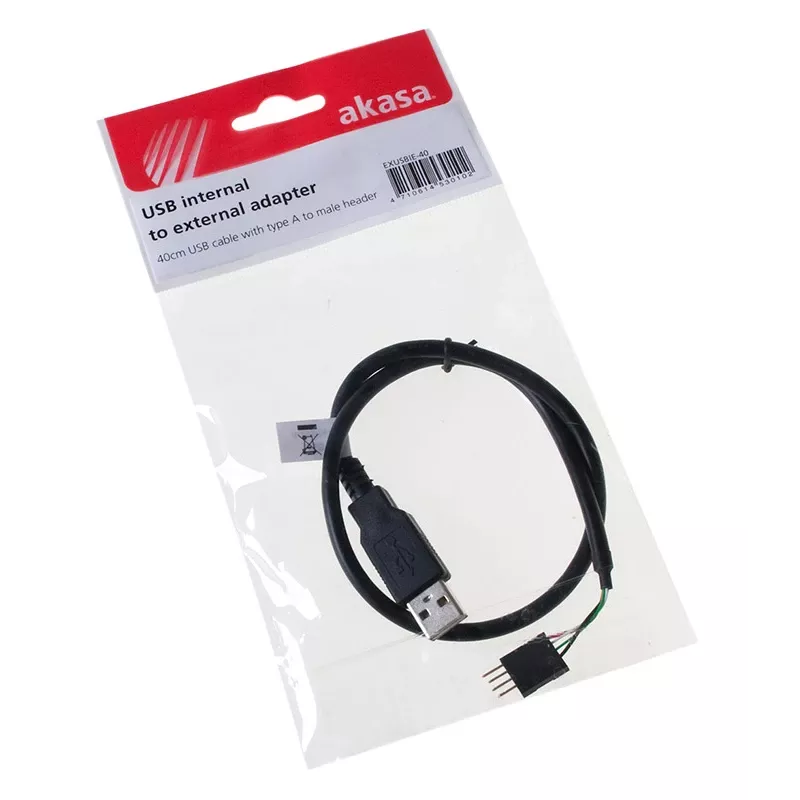 USB laidas Akasa 0,4 m USB A juodas