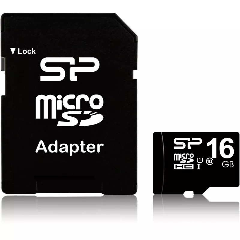 Silicon Power 16 GB MicroSDHC atminties kortelė, Class 10, UHS-I, U1, 40 MB/s, atspari vandeniui, juoda
