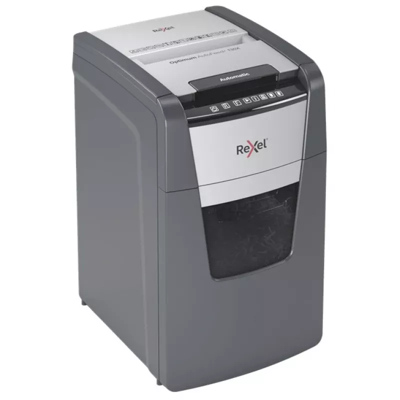 Rexel Optimum AutoFeed+ 130X popieriaus smulkintuvas Kryžminis smulkinimas 55 dB 22 cm Juoda, Sidabrinė