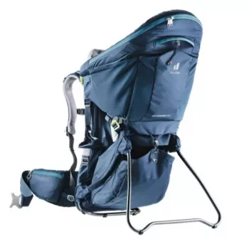 Kūdikio nešiojimo kuprinė Deuter Kid Comfort Pro, mėlyna, poliamidas, maks. 22 kg, skydelis nuo saulės, šoninė kišenė