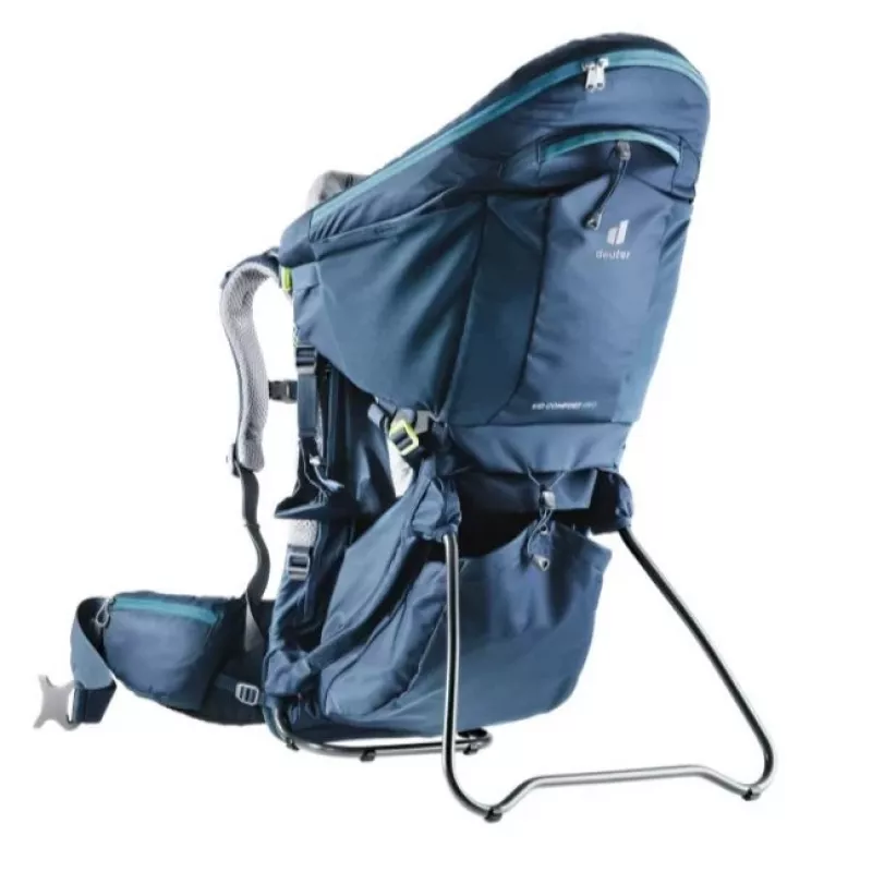Kūdikio nešiojimo kuprinė Deuter Kid Comfort Pro, mėlyna, poliamidas, maks. 22 kg, skydelis nuo saulės, šoninė kišenė