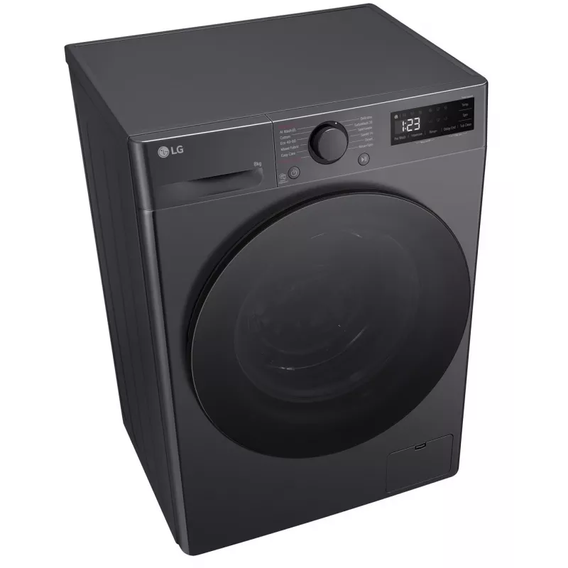 Skalbimo mašina LG F2WR508S2M — priekinio įkrovimo, 8 kg, 1200 aps./min, A efektyvumo, 60×48 cm, LED, vidutiniškai juoda