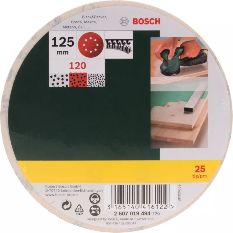 Šlifavimo priedų rinkinys Bosch 2 607 019 494 — 25 šlifavimo lapelių / priedų pakuotė
