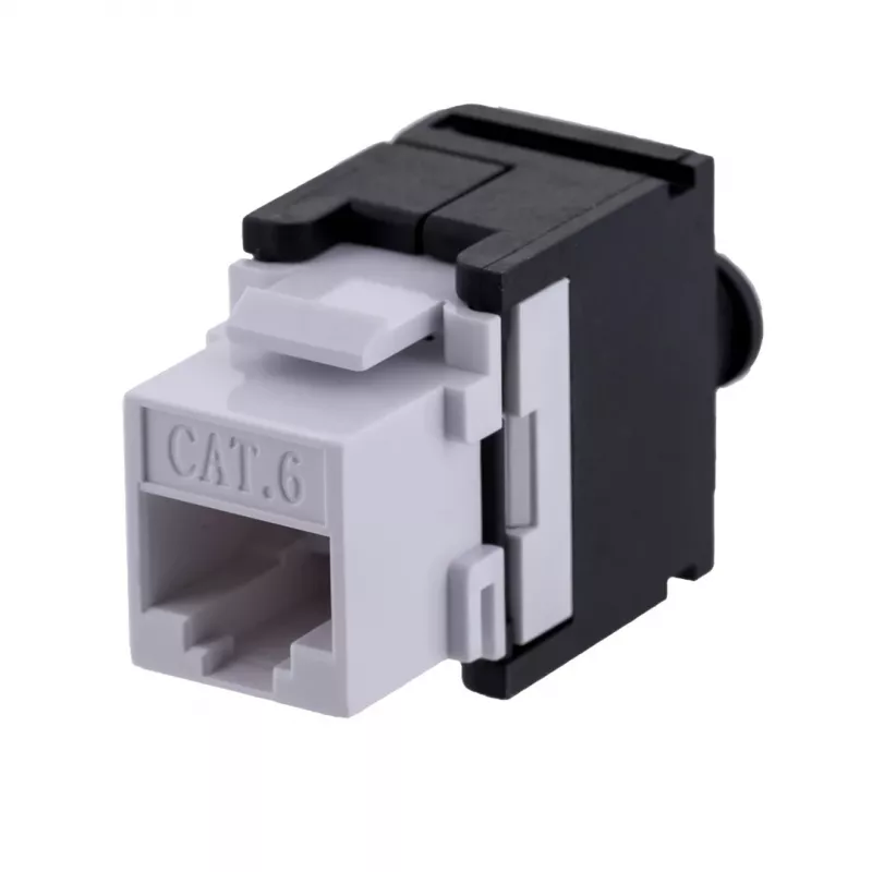 Keystone lizdas A-LAN MKB-U6-1 — RJ45 U/UTP Cat6, 22/26 AWG, juodas/baltas ABS korpusas