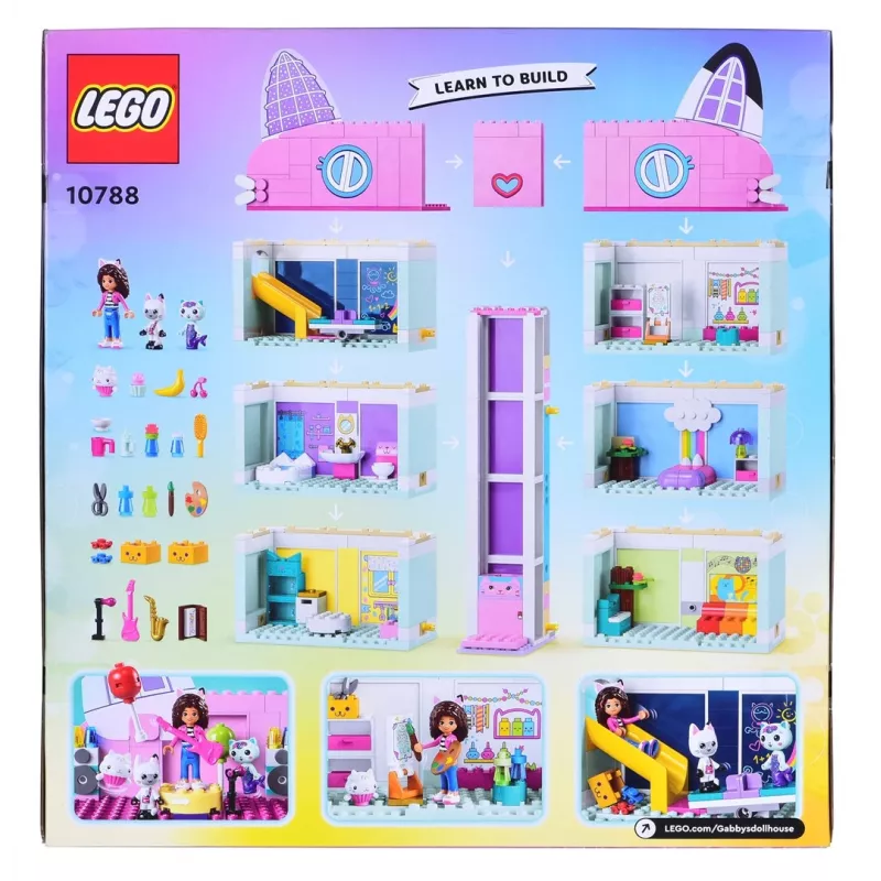 Konstruktorius LEGO Gabby's Dollhouse rinkinys 10788 — 498 dalys, 3 minifigūrėlės, nuo 4 metų