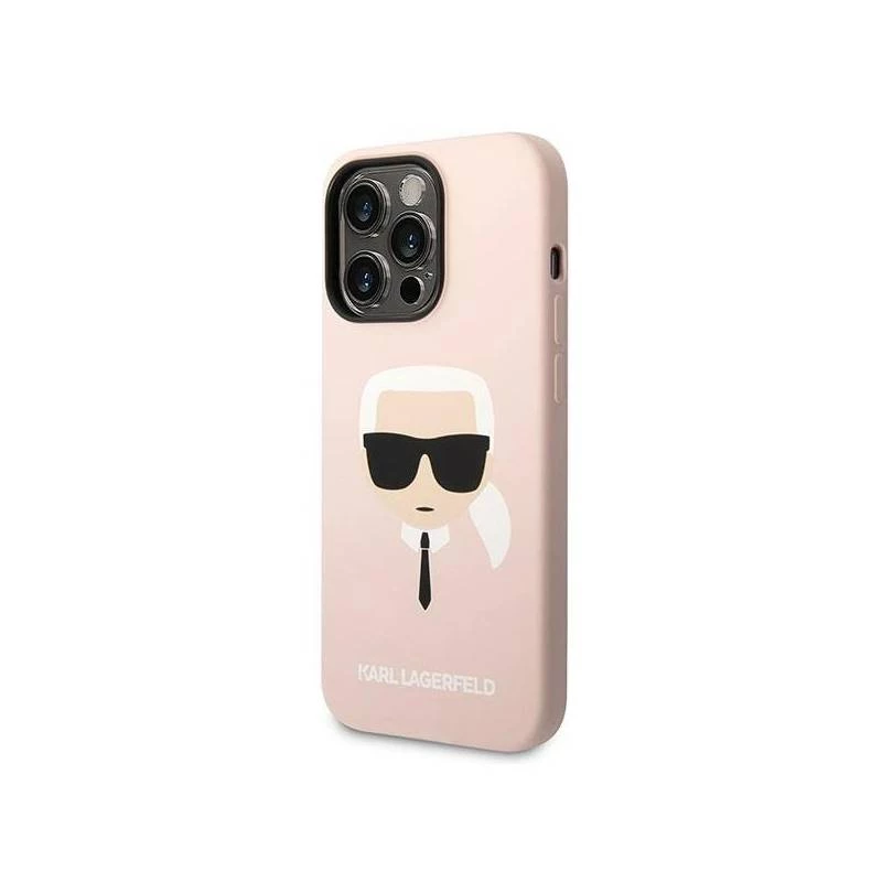 Karl Lagerfeld KLHMP14XSLKHLP iPhone 14 Pro Max 6.7 kietas dėklas šviesiai rožinis / šviesiai rožinis Silikonas Karl coliais Galvutė Magsafe