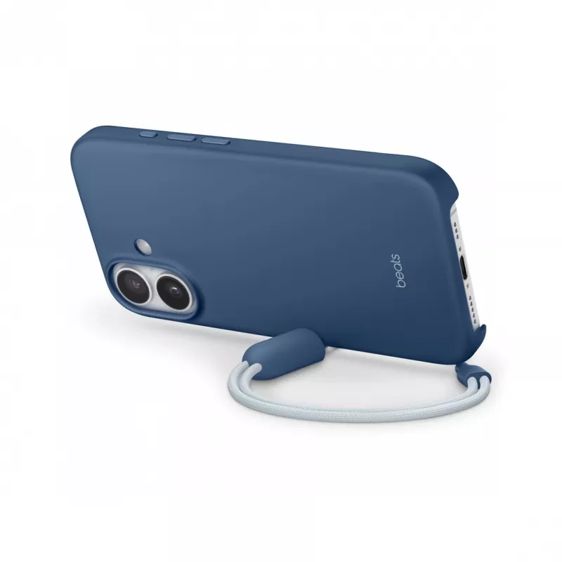 „Apple Beats“ atlenkiamas dėklas „iPhone 17“ – „MagSafe“, kameros valdymas, polikarbonatas / mikropluoštas, mėlynas, tinka 6,3 colio