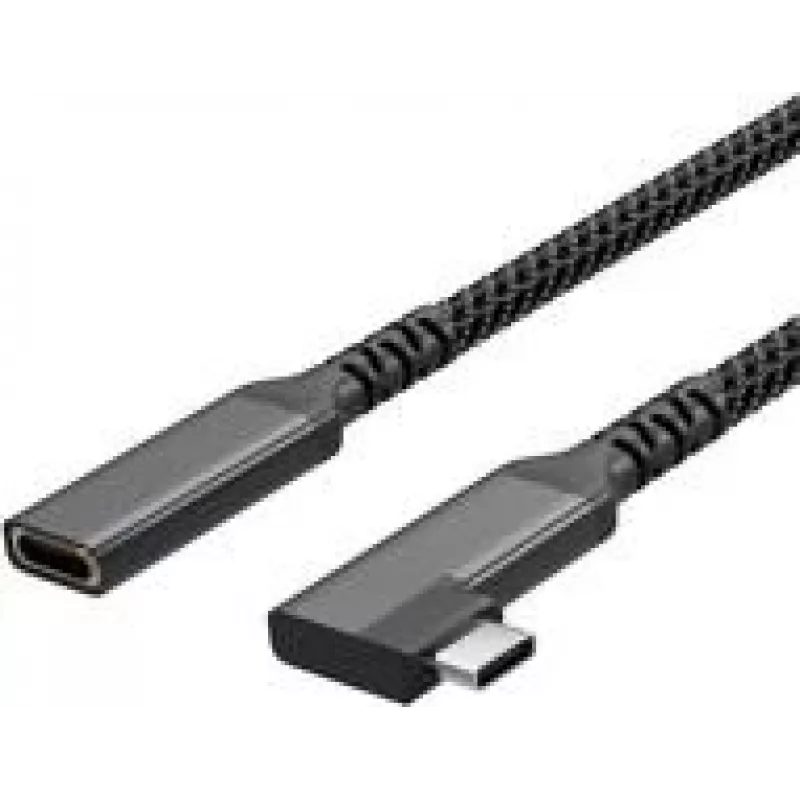 USB-C prailginimo laidas USB-C > USB-C lizdas 3.2 90° PD tekstilinis 1,5 m (FL31-74016)