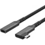 USB-C prailginimo laidas USB-C > USB-C lizdas 3.2 90° PD tekstilinis 1,5 m (FL31-74016)