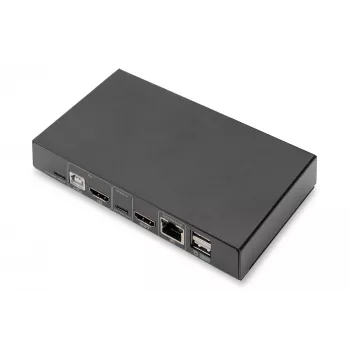 DIGITUS DS-12901 - KVM-/Garso/USB-jungiklis - 4K 30 Hz, USB-C/USB/HDMI įvestis, HDMI išvestis, Tinklas