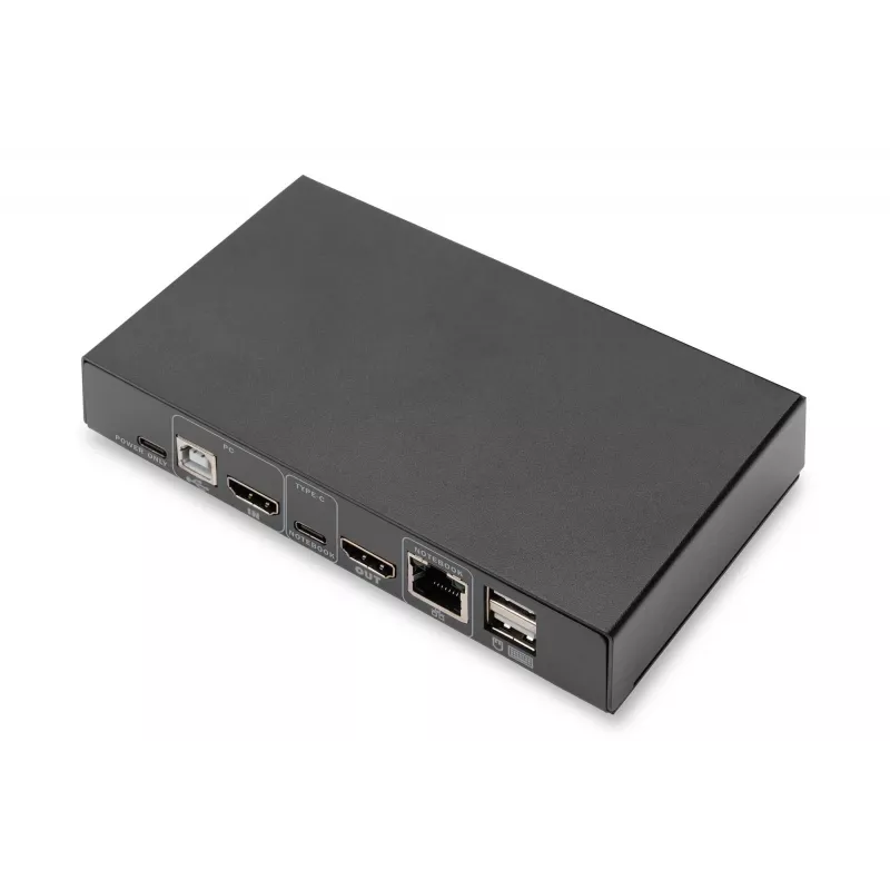 DIGITUS DS-12901 - KVM-/Garso/USB-jungiklis - 4K 30 Hz, USB-C/USB/HDMI įvestis, HDMI išvestis, Tinklas
