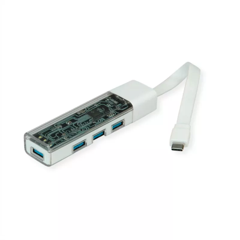 ROLINE mobilus USB 3.2 Gen 1 šakotuvas, 4 prievadų, A ir C tipo jungties kabelis