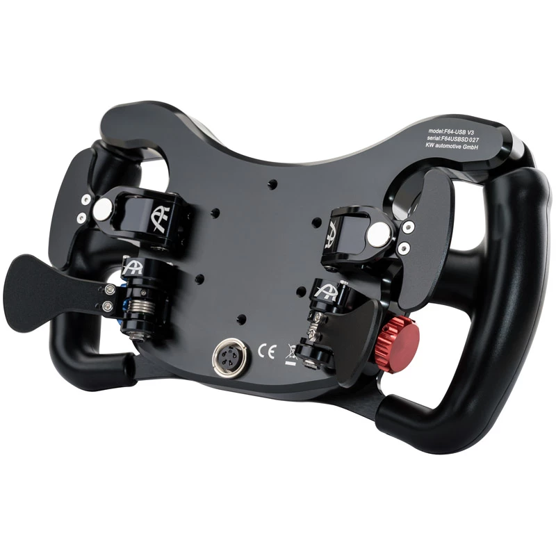 Lenktyninis vairas Ascher Racing F64-USB V3 — ergonomiškas drugelio formos dizainas, USB jungtis