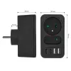 Maitinimo skirstytuvas MACLEAN MCE249 F/B — 2 kintamosios srovės lizdai (16A + 6A) su 2×USB-A ir 2×USB-C PD 20W, EU kištukas, juodas