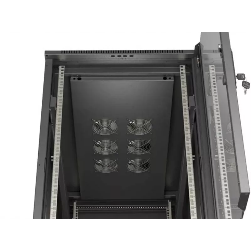 Spintelė stovui LANBERG FF01-6222-12B 22U 600x1200 mm juoda su stiklinėmis priekinėmis ir galinėmis durelėmis