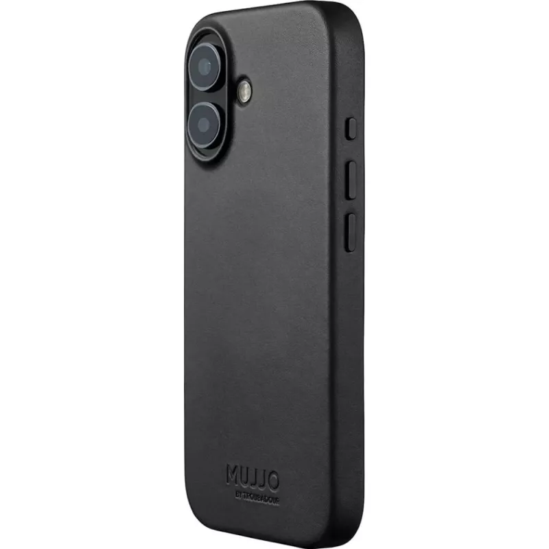 Mujjo Full Leather Case MagSafe dėklas, skirtas iPhone 17, juodas