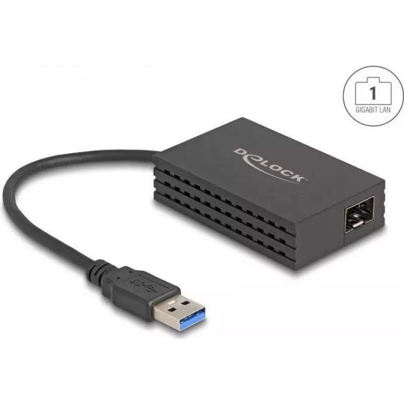 Tinklo adapteris DELOCK 66463 — USB į šviesolaidžio sąsają, 1000 Mbit/s, juodas